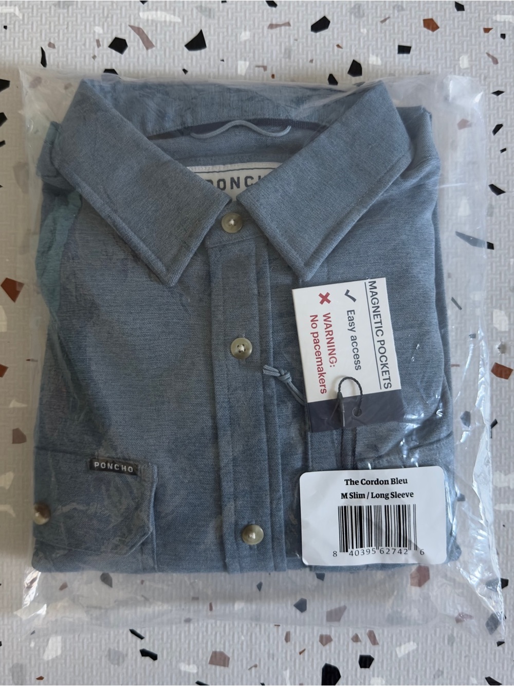 Poncho The Cordon Bleu Long Sleeve Shirt in Slate Heather Size Medium Slim Fit - Picture 9 of 9